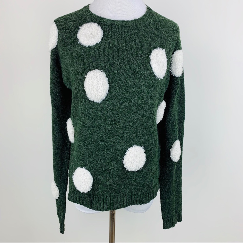 LUMIERE Green Polkadot Sweater sz Small